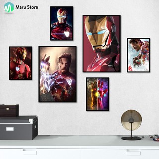 Bộ 6 Tranh Iron Man Siêu Đẹp, Có Khung Composite, Tặng Đinh Treo Tranh