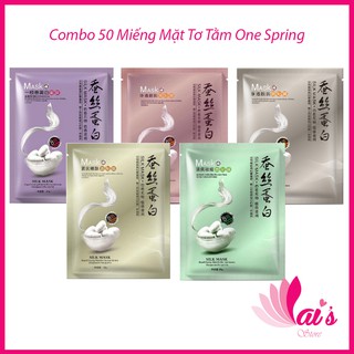 Combo 50 Miếng Mặt Nạ Tơ Tằm Thải Độc, Trắng Da, Mờ Thâm Mụn ONE SPRING Cấp Ẩm Da Khô Mask Nôi Địa Trung Chính Hãng