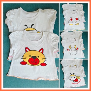 [Chất đẹp] Áo thun  cotton trắng cho bé gái mặc nhà mềm mát( 3 - 17 kg)