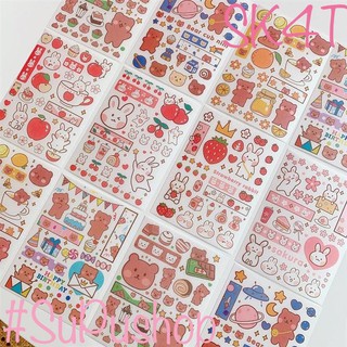 🧁🧁STICKER GẤU VÀ THỎ SIÊU KUTE PHÔ MAI QUE 4 TẤM🧁🧁
