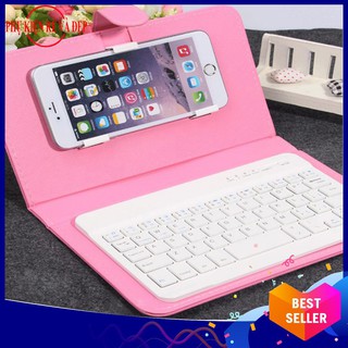 Bao da bàn phím Bluetooth sử dụng cho mọi dòng điện thoại (Hồng)