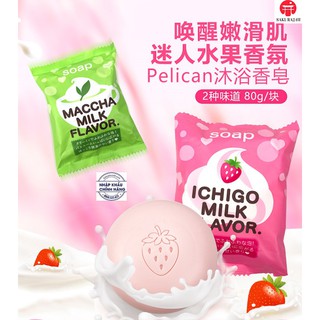Xà phòng tắm Pelican chiết xuất từ sữa và dâu tây 80g
