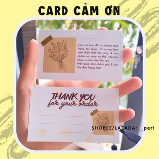 (cây khô) Bộ 50 card cảm ơn khách, thiệp dành cho shop gói hàng online 9x5.5cm, mẫu vintage, đơn giản