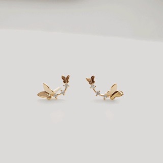 Khuyên tai bạc 925 SUMMERY bướm vòng cung bông tai S925 mạ vàng