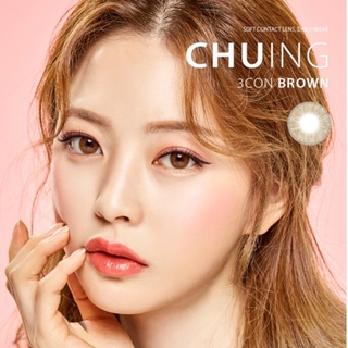 Lens 1 Tháng Giãn Nhẹ CHUING 3CON BROWN - OLENS KOREA Áp Tròng Nâu Tây Siêu Cấp Ẩm Đeo Hàng Ngày Phù Hợp Mắt Nhạy Cảm