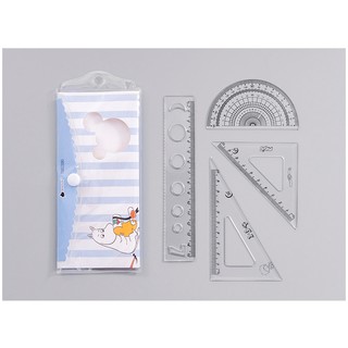 Bộ 4 thước kẻ nhựa dẻo dụng cụ học tập cho bé