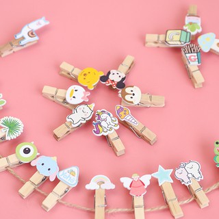 Set 10 kẹp gỗ trang trí kèm 1.5m dây - UniLabel