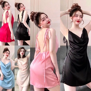Đầm ngủ mặc nhà sexy  đầm ngủ quyến rũ phối ren Lụa Satin loại 1 mặc mát mềm mại gợi cảm