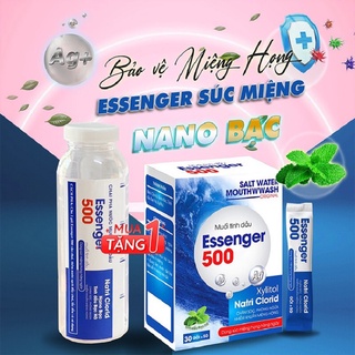 [Tặng bình pha] Muối tinh dầu ESSENGER súc miệng họng chăm sóc phòng ngừa nhiễm khuẩn miệng họng hộp 30 gói.