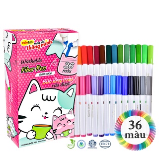 Bút lông 36 màu Fiber Pen Washable - Nét mảnh nét to - Colokit SWM-C006