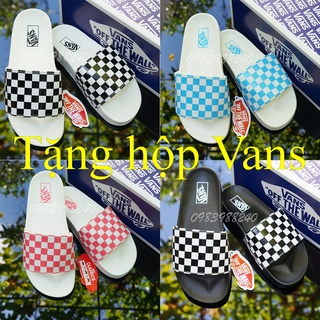 Dép Vans caro free ship + hộp hãng + vans siêu cấp hàng VNXK loại 1.1 unisex hot trend quai ngang nam nữ. BH Slippers