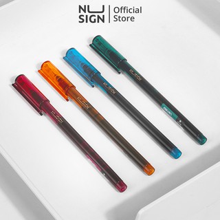 Bút gel nắp đậy Nusign mực đen 0.5mm - Dung tích mực lớn, nét viết trơn tru - Xanh dương/Xanh lá/Vàng/Tím - NS766