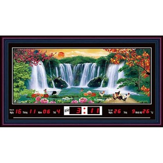 Lịch vạn niên - Tranh suối - Đồng hồ 1083