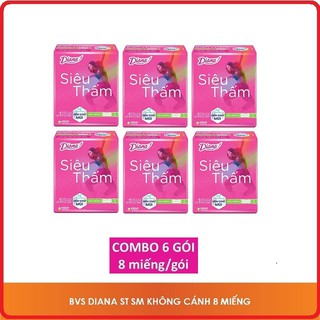 Lốc 6 gói Băng Vệ Sinh  Diana siêu mỏng KHÔNG CÁNH (8 miếng)