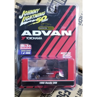 Xe mô hình tĩnh hãng Johnny Lightning 1:64  - 1990 Honda CRX Advan Yokohama Độc Quyền Mijo Exclusive