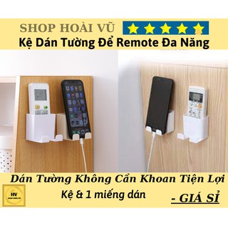 Kệ Dán Tường Để Remote Đa Năng, Đồ Dùng/ Giá Đỡ Sạc Điện Thoại - Có Móc Treo Giữ Dây Điện / GIÁ REMOTE