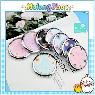 Gương Mini 2 Mặt Cao Cấp - Gương Trang Điểm Bỏ Túi Họa Tiết Bông Hoa Molangshop