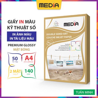 Giấy In Ảnh Media 2 Mặt Bóng A4 140gsm 50 Tờ