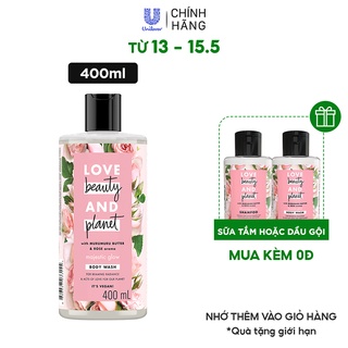 Sữa Tắm Love Beauty &amp; Planet Majestic Glow Làm Sáng Da Dưỡng Ẩm Từ Thiên Nhiên 100% Tinh Dầu Hoa Hồng Bulgaria 400Ml
