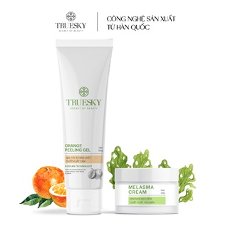 Bộ sản phẩm làm sạch và ngăn ngừa nám Truesky gồm 1 kem ngăn ngừa nám ban đêm 20g + 1 tẩy tế bào chết da mặt 50g
