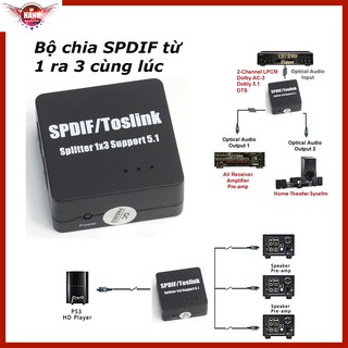 [Mã ELHACE giảm 4% đơn 300K] Bộ chia cáp âm thanh quang SPDIF từ 1 ra 3 thiết bị - Toslink 1x3
