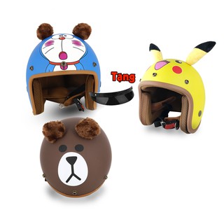 Mũ Nón 3/4 Đầu Hình Thú DOREMON - PIKACHU - HEO XINH Có Tai tặng lưỡi trai