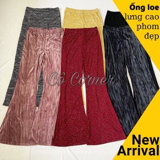 Quần ống loe, ống suông lưng cao thun mềm co giãn tốt xuất khẩu
