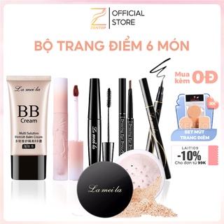 Bộ trang điểm Lameila 6 món cơ bản kem nền phấn phủ son kem mascara kẻ mày kẻ mắt bộ makeup thời thường Zentop