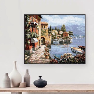 Tranh sơn dầu số hóa tự tô –TẶNG KHĂN- Tranh tô màu theo số-  đã căng sẵn khung 40 x 50 cm- Moon shop