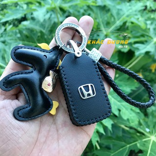 [Tặng ngựa da] Bao da chìa khoá ô tô Honda 4 nút sang trọng đính đá nhân tạo xinh xắn