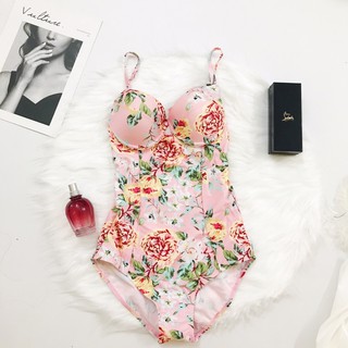 Monokini Đồ bơi 1 mảnh cúp ngực che bụng in hoa