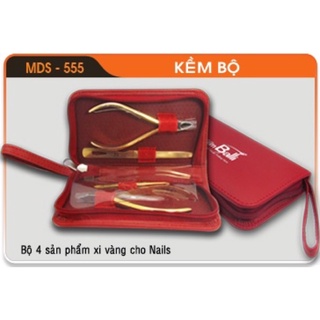 com bo bộ kìm cắt da  và cắt móng 4 món Bali MDS -555  inox xi vàng tiên lợi tặng kèm bao đựng kìm màu đỏ  loại tốt