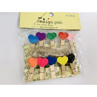 Kẹp gỗ kẹp ảnh mini hình trái tim nhiều màu sắc trang trí - phụ kiện Handmade.