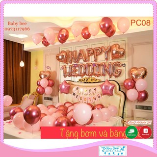 [TẶNG BƠM + BĂNG KEO] Set bóng trang trí phòng cưới kèm bóng siêu nhũ PC08