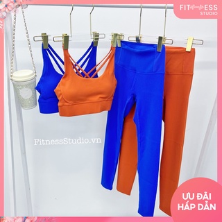 Set Đồ Tập Yoga Gym Aerobic Nữ Fitness Studio S-03, Vải Poly Gấm Gân Cao Cấp, Áo Bra Và Quần Dài