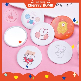 Set 10 GƯƠNG TRÒN MINI Đáng Yêu Hàn Quốc Bỏ Túi, Gương Soi Bé Nhỏ Cầm Tay Di Động, Họa Tiết Hoạt Hình Xinh Xắn