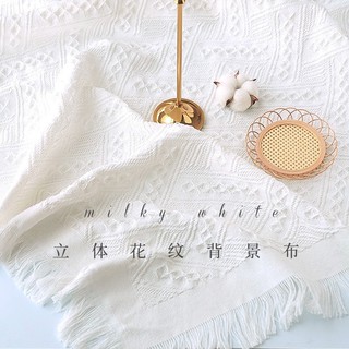 Khăn trải bàn vintage phối ren trắng - decor trang trí nhà cửa - làm đạo cụ chụp ảnh size 90 x 90 cm