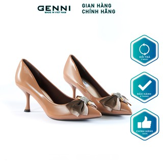 Giày da bóng gót cách điệu nơ ombre GE551 - Genni