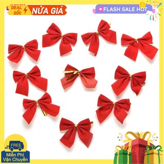 Set 6 Cái Nơ trang trí cây thông màu đỏ cute