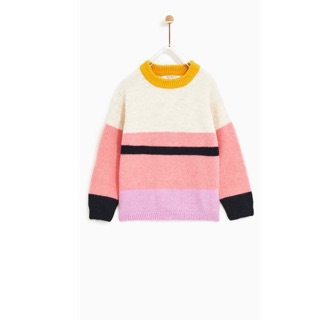 Áo Len Bé Gái Phối Màu Nền Pink