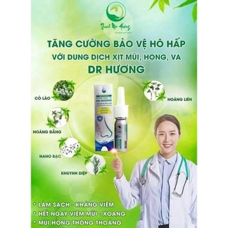 Dung dịch xịt mũi họng Dr Hương viêm xoang viêm mũi họng GIẢM NGAY NGHẸT MŨI, NGỨA MŨI, CHẢY NƯỚC MŨI