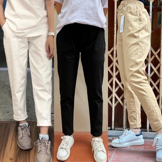 quần baggy chun basic kaki, cạp nhê
