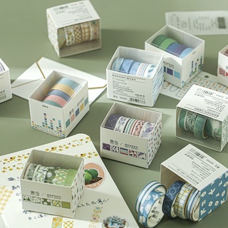SET 5 CUỘN BĂNG DÁN WASHI TAPE TRANG TRÍ SỔ HOẠ TIẾT DỄ THƯƠNG