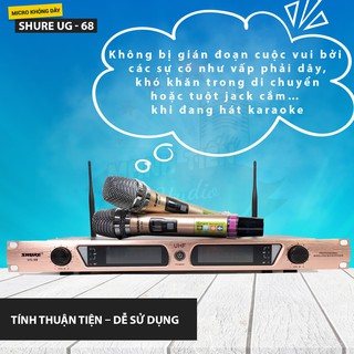 Micro không dây Shure UG-68 model mới nhất năm 2021, 2 râu thu sóng cực khỏe, hát cực nhẹ bắt sóng xa chống hú tốt