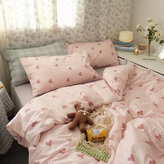 Set Chăn Ga Tim Hồng Ga Xám Cotton Living Mềm Mát Cực Nịnh Dạ (Shinbedding.shop)