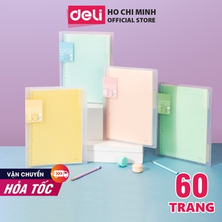 Sổ tay ghi chép B5 gáy lò xo 60 trang Deli - Xanh dương/Hồng/Vàng/Xanh lá - QHB560