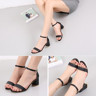 Giày gót vuông 7 phân quai ngang da mềm - gcg28 - shop_tien_ich_92 tienich