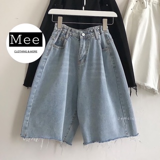 Quần Jean Ngố Nữ- Quần Sooc Bò Ống Rộng Tua Màu Xanh Ulzzang