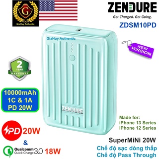 {New Version} Pin sạc dự phòng iPhone 13 Series, 12 Series ZENDURE SuperMiNi ZDSM10 PD 10000mAh PD 20W &amp; QC 3.0 18W