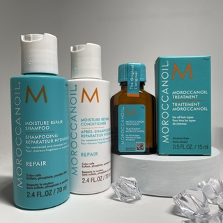 Combo Try Me Kit dầu gội xả phục hồi Moroccanoil Moisture Repair 70mlx2 và tinh dầu Treatment 15ml ( New 2021 )